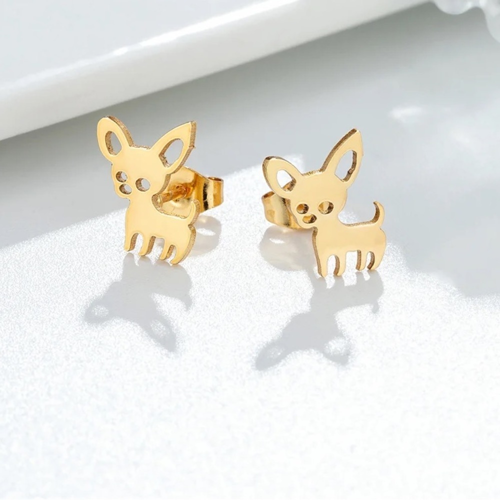 Chihuahua stainless steel stud Earrings. Please choose from available colors.